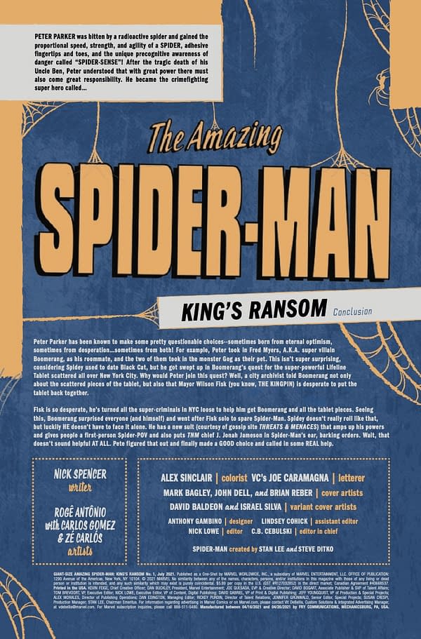 Interior preview page from GIANT-SIZE AMAZING SPIDER-MAN KINGS RANSOM #1
