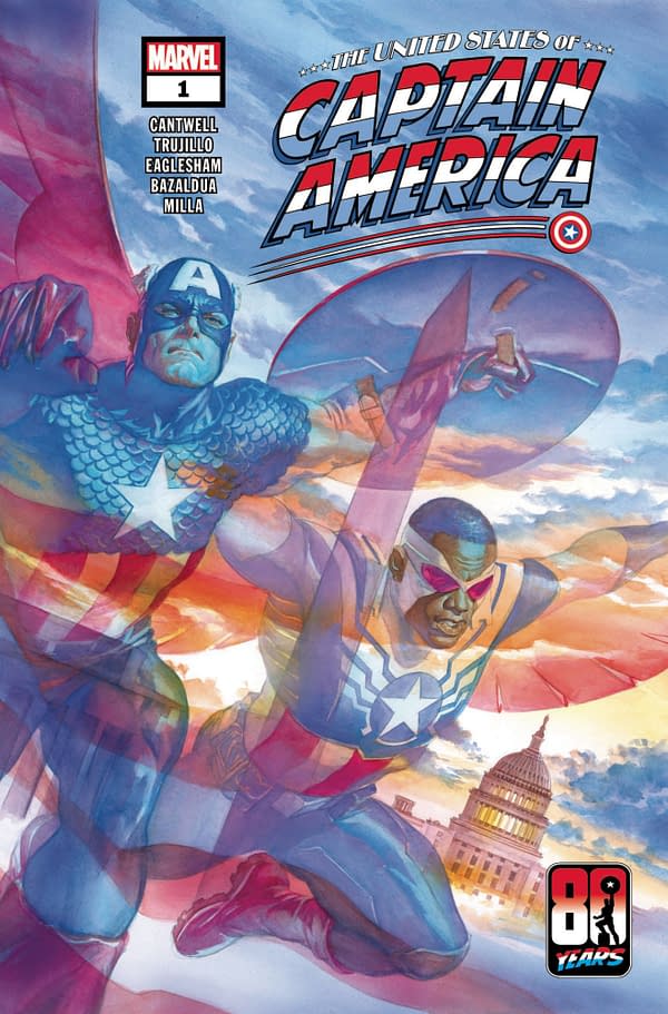 Cover image for APR210841 UNITED STATES OF CAPTAIN AMERICA #1 (OF 5), by (W) Josh Trujillo, Christopher Cantwell (A) Dale Eaglesham, Jan Bazaldua (CA) Alex Ross, in stores Wednesday, June 30, 2021 from MARVEL COMICS