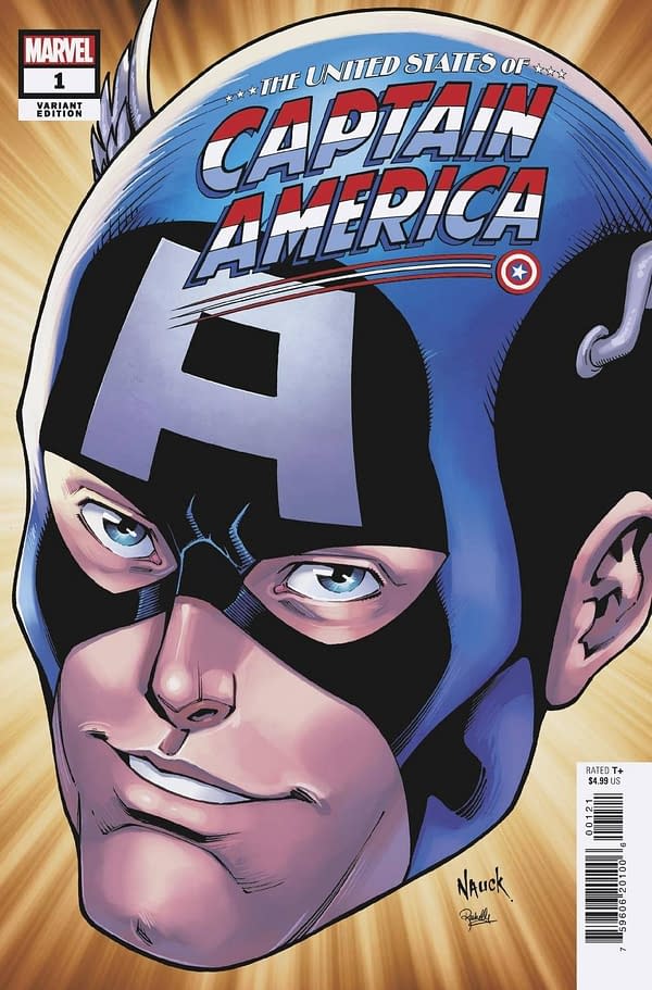 Cover image for APR210845 UNITED STATES O CAPTAIN AMERICA #1 (OF 5) NAUCK HEADSHOT VAR, by (W) Christopher Cantwell, Josh Trujillo (A) Dale Eaglesham, Jan Bazaldua (CA) Todd Nauck, in stores Wednesday, June 30, 2021 from MARVEL COMICS