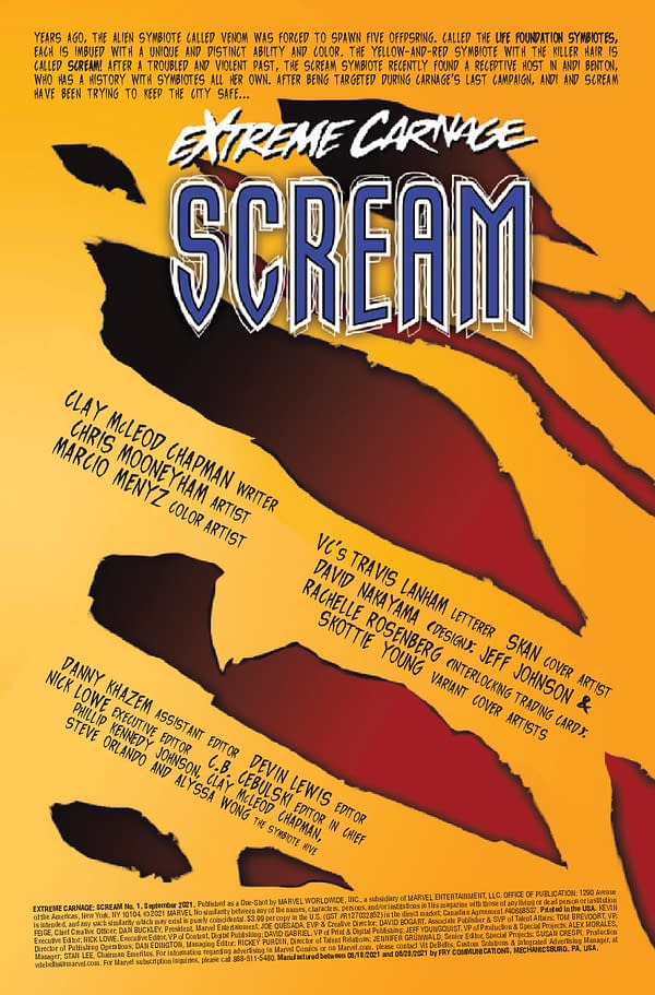 Interior preview page from EXTREME CARNAGE SCREAM #1