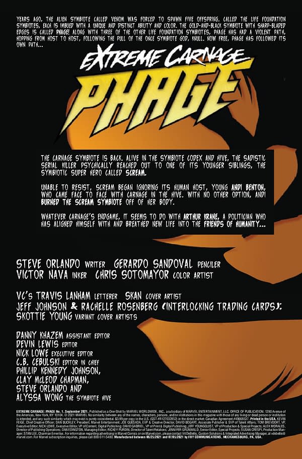 Interior preview page from EXTREME CARNAGE PHAGE #1