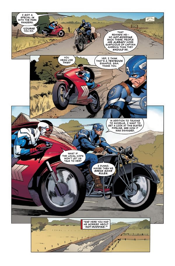 Interior preview page from MAY210563 UNITED STATES OF CAPTAIN AMERICA #2 (OF 5), by (W) Mohale Mashigo, Christopher Cantwell (A) Dale Eaglesham, Natacha Bustos (CA) Gerald Parel, in stores Wednesday, July 28, 2021 from MARVEL COMICS