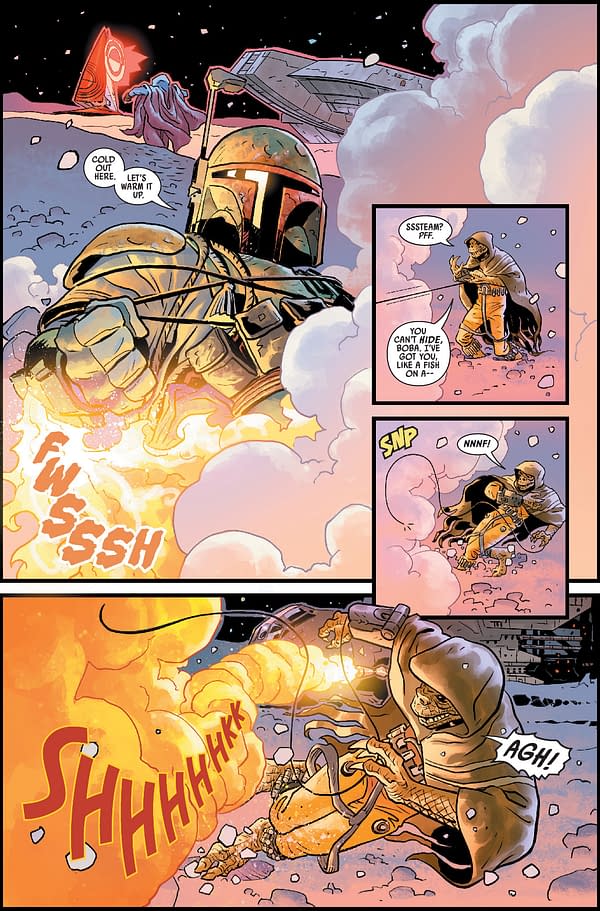 Interior preview page from MAY210670 STAR WARS WAR OF THE BOUNTY HUNTERS #2 (OF 5), by (W) Charles Soule (A) Luke Ross (CA) Steve McNiven, in stores Wednesday, July 14, 2021 from MARVEL COMICS