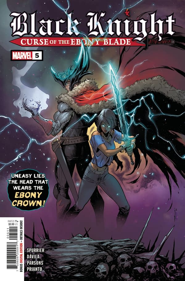 Cover image for MAY210642 BLACK KNIGHT CURSE OF THE EBONY BLADE #5 (OF 5), by (W) Simon Spurrier (A) Sergio Davila (CA) Iban Coello, in stores Wednesday, July 28, 2021 from MARVEL COMICS