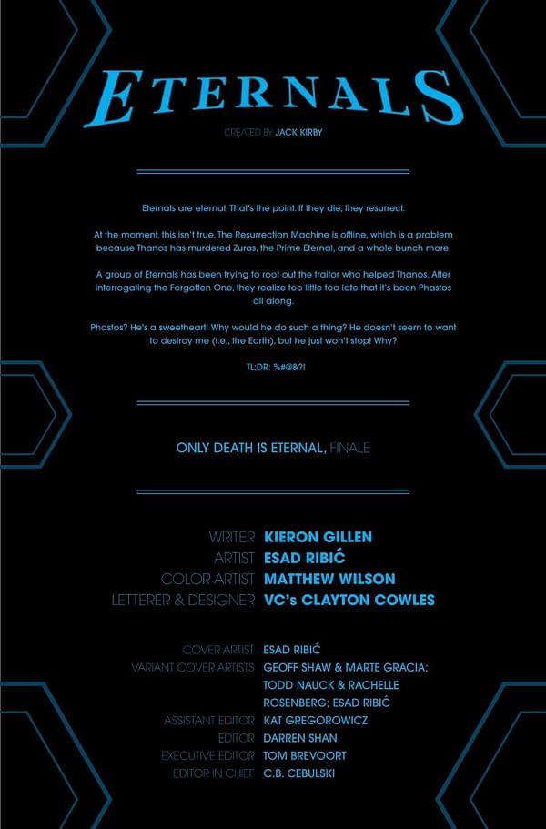 Interior preview page from ETERNALS #6