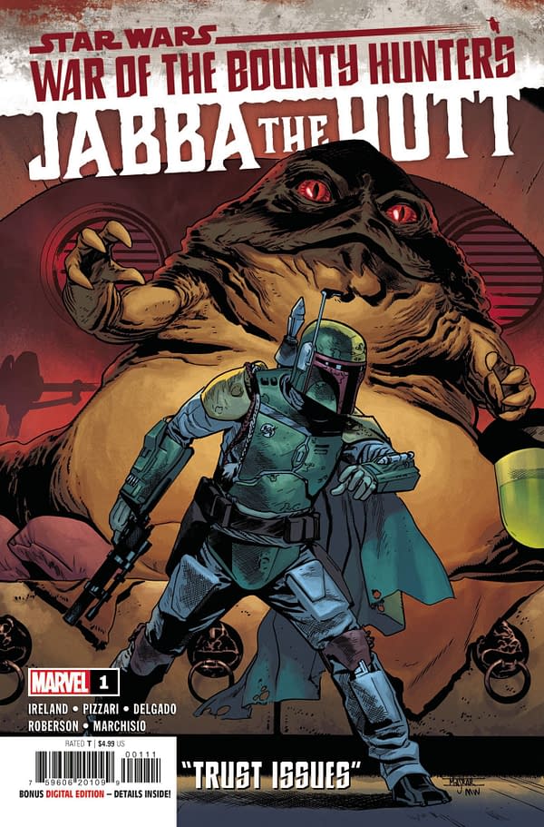 Cover image for MAY210675 STAR WARS WAR OF THE BOUNTY HUNTERS JABBA THE HUTT #1, by (W) Justina Ireland (A) Luca Pizarri, More (CA) Mahmud Asrar, in stores Wednesday, July 21, 2021 from MARVEL COMICS