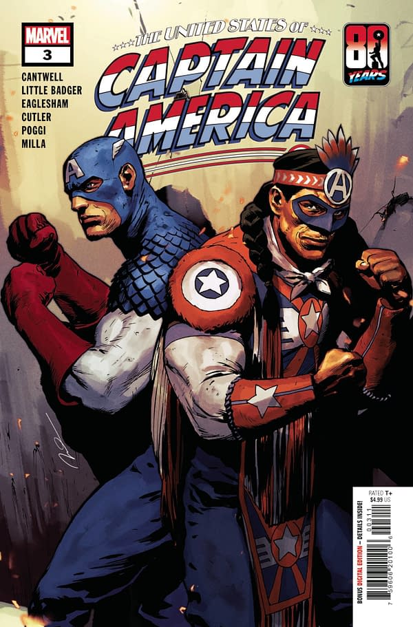 Cover image for JUN210696 UNITED STATES OF CAPTAIN AMERICA #3 (OF 5), by (W) Darcie Little Badger, Christopher Cantwell (A) Dale Eaglesham, David Cutler (CA) Gerald Parel, in stores Wednesday, August 25, 2021 from MARVEL COMICS