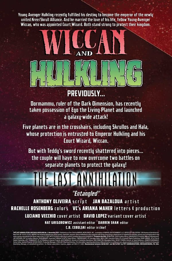Interior preview page from LAST ANNIHILATION WICCAN AND HULKLING #1