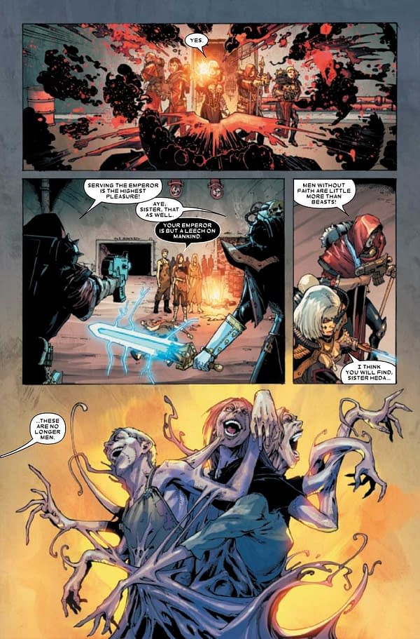 Interior preview page from JUL210631 WARHAMMER 40K SISTERS OF BATTLE #2 (OF 5), by (W) Torunn Gronbekk (A) Edgar Salazar (CA) Dave Wilkins, in stores Wednesday, September 15, 2021 from MARVEL COMICS