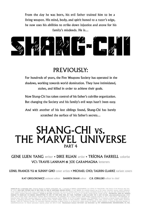 Interior preview page from SHANG-CHI #4