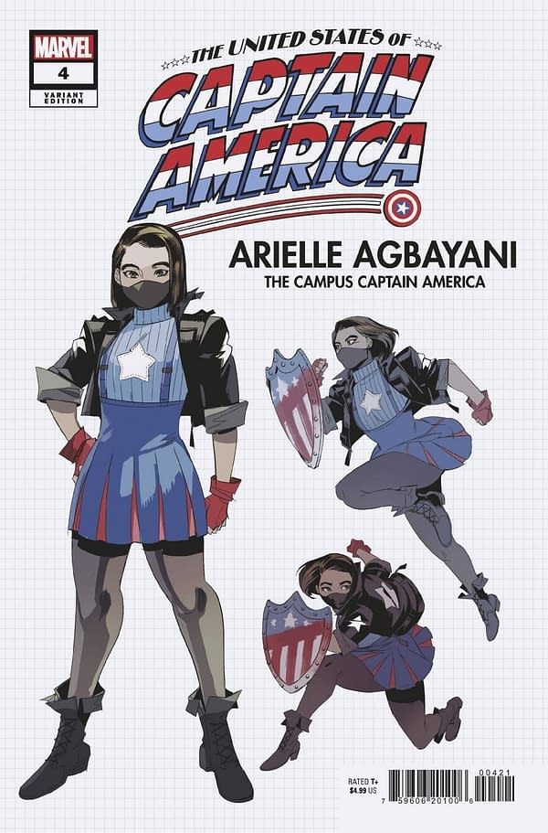 Cover image for JUL210702 UNITED STATES OF CAPTAIN AMERICA #4 (OF 5) NISHIJIMA DESIGN VAR, by (W) Christopher Cantwell, Alyssa Wong (A) Ron Lim (A / CA) Jodi Nishijima, in stores Wednesday, September 22, 2021 from MARVEL COMICS