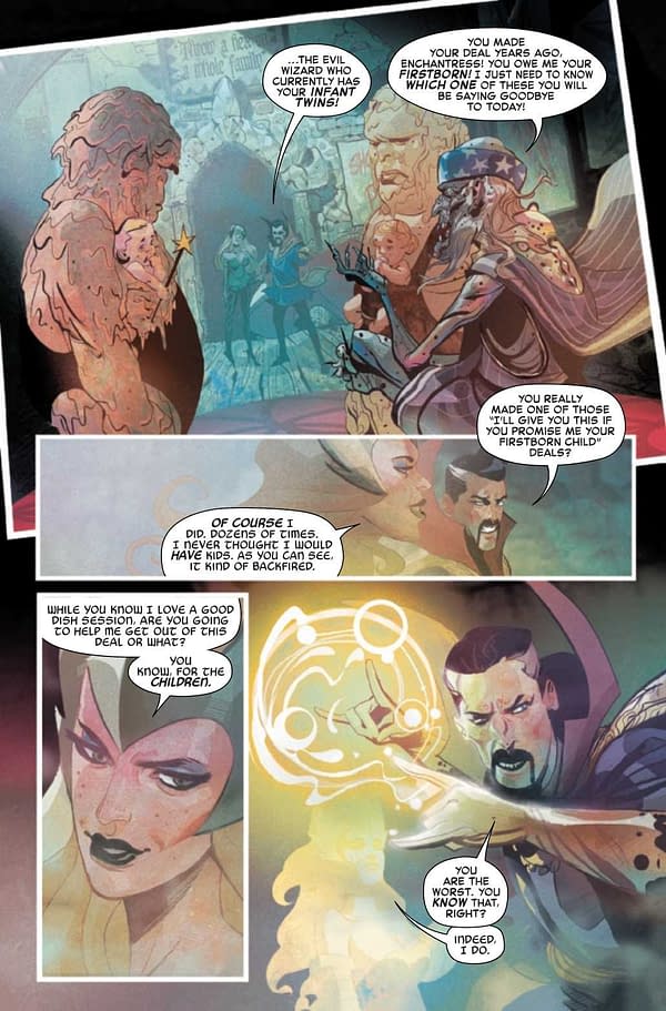 Interior preview page from AUG211075 STRANGE ACADEMY PRESENTS DEATH OF DOCTOR STRANGE #1, by (W) Skottie Young (A) Michael Del Mundo (CA) Humberto Ramos, in stores Wednesday, November 3, 2021 from MARVEL COMICS