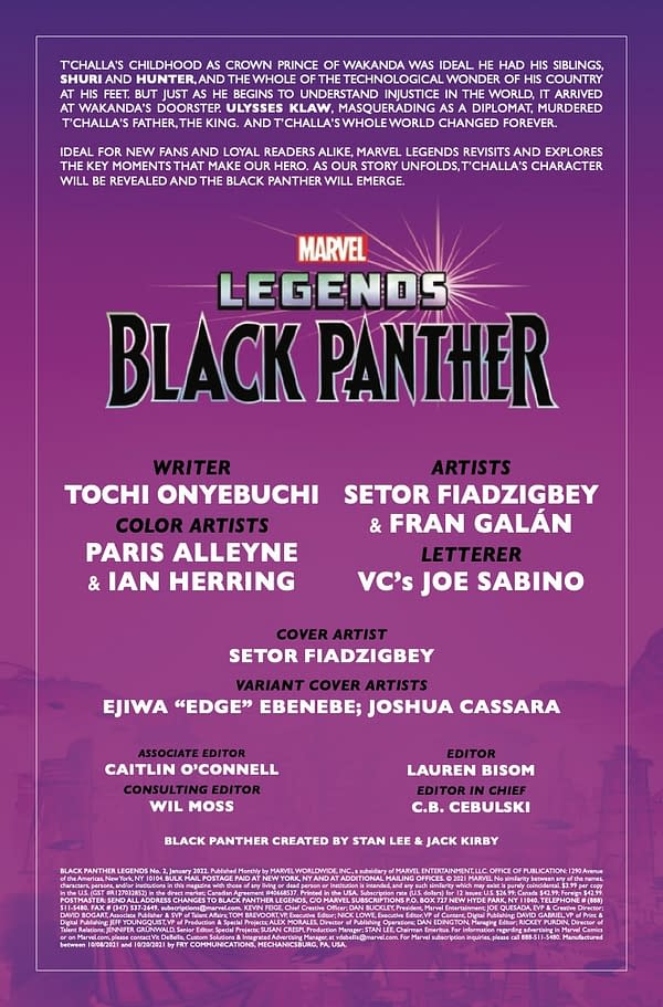Preview page from Black Panther Legends #2