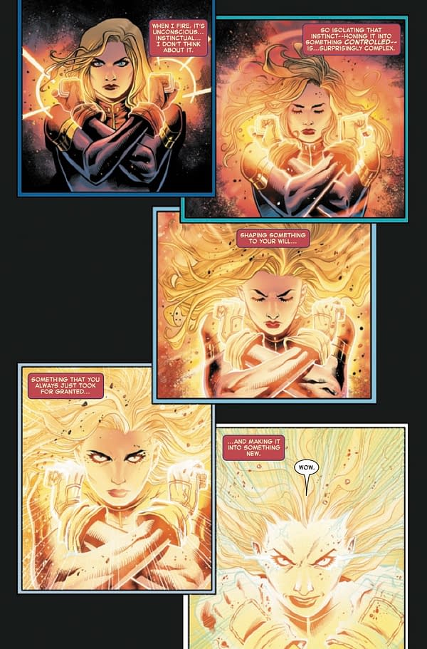 Preview page from Captain Marvel #34, by Kelly Thompson and Sergio Davila, main cover by Iban Coello, in stores Wednesday, 1, 2021 from Marvel