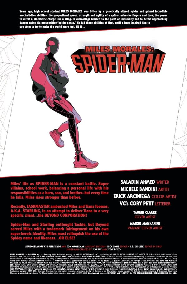 Interior preview page from Miles Morales: Spider-Man #33
