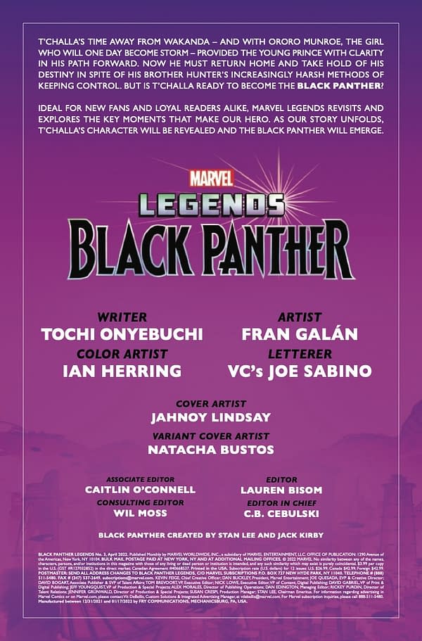 Interior preview page from Black Panther Legends #3