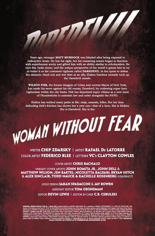 Interior preview page from Daredevil: Woman Without Fear #1