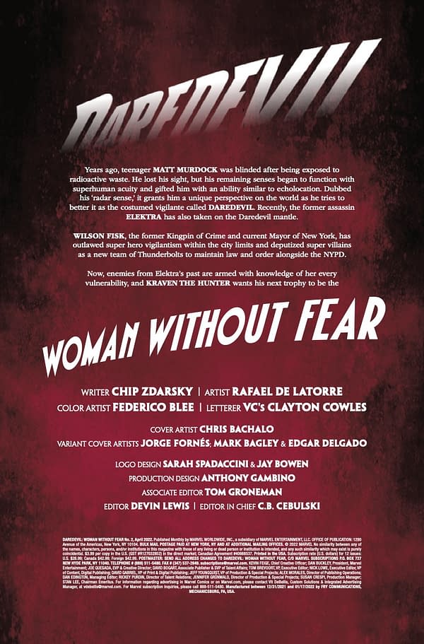 Interior preview page from Daredevil: Woman Without Fear #2
