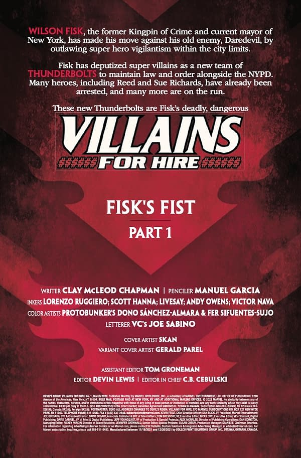 Interior preview page from Devil's Reign: Villains for Hire #1