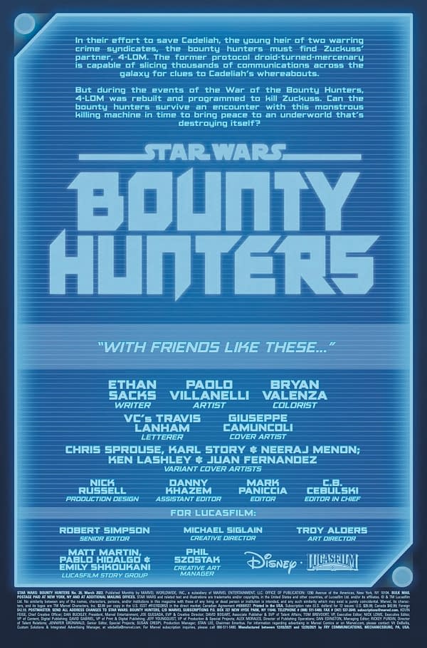 Interior preview page from Star Wars: Bounty Hunters #20