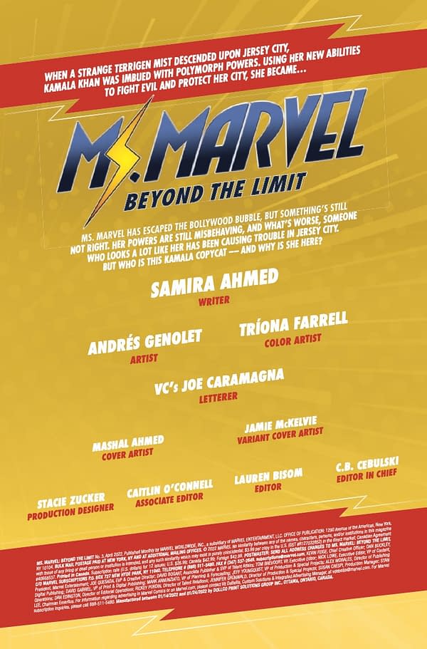 Interior preview page from MS. MARVEL: BEYOND THE LIMIT #3 MASHAL AHMED COVER