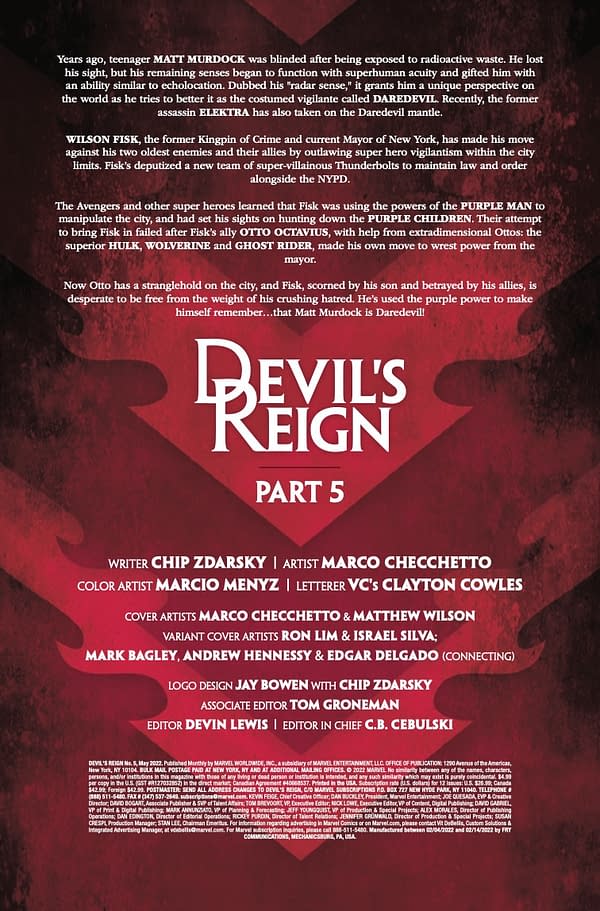 Interior preview page from DEVIL'S REIGN #5 MARCO CHECCHETTO COVER