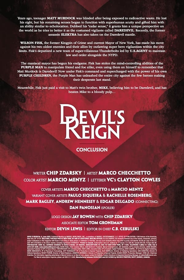 Interior preview page from DEVIL'S REIGN #6 MARCO CHECCHETTO COVER