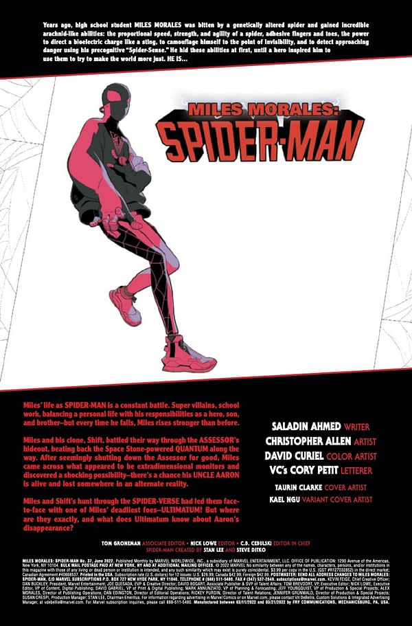 Interior preview page from MILES MORALES: SPIDER-MAN #37 TAURIN CLARKE COVER