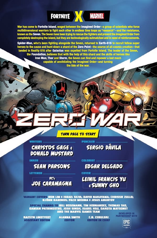 Interior preview page from FORTNITE X MARVEL: ZERO WAR #2 LEINIL YU COVER