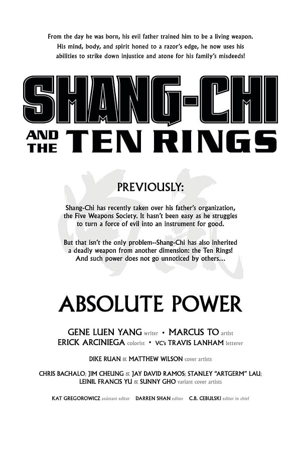 Interior preview page from SHANG-CHI AND THE TEN RINGS #1 DIKE RUAN COVER