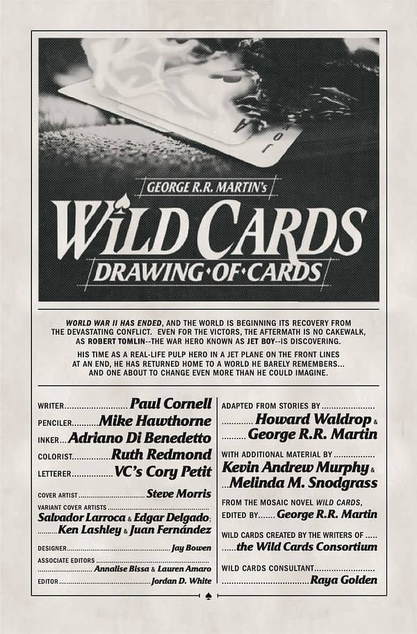 Interior preview page from GEORGE R.R. MARTIN'S WILD CARDS: THE DRAWING OF CARDS #1 STEVE MORRIS COVER