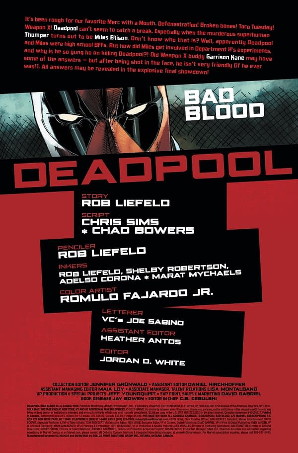 Interior preview page from DEADPOOL: BAD BLOOD #4 ROB LIEFELD COVER