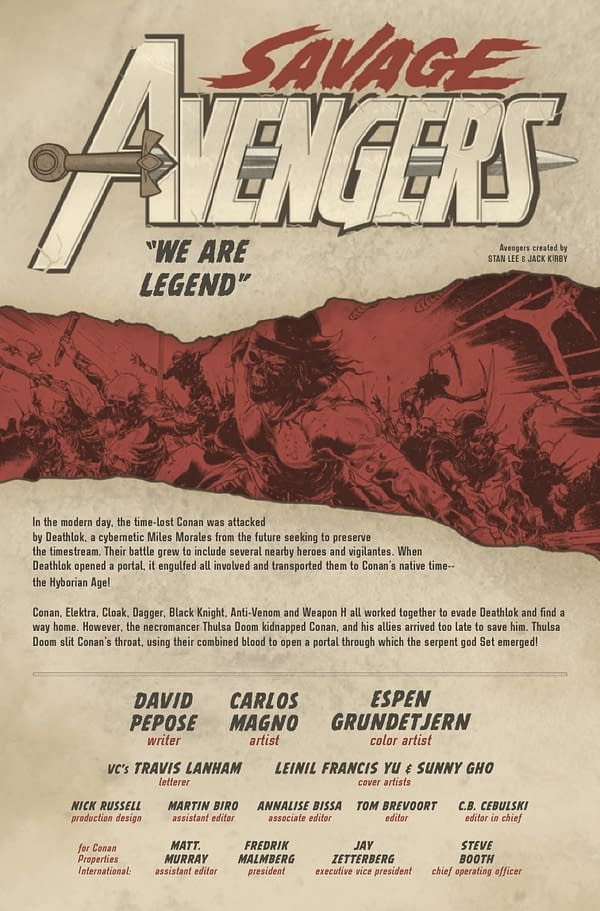 Interior preview page from SAVAGE AVENGERS #5 LEINIL YU COVER