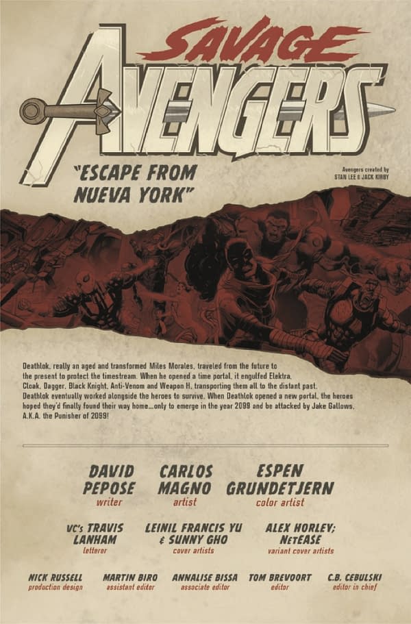 Interior preview page from SAVAGE AVENGERS #6 LEINIL YU COVER