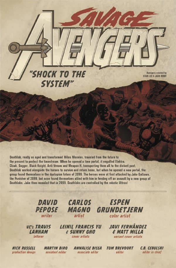 Interior preview page from SAVAGE AVENGERS #7 LEINIL YU COVER