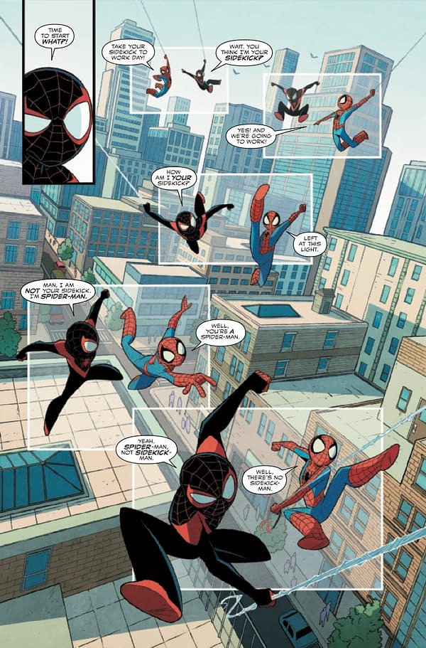 Interior preview page from PETER PARKER & MILES MORALES: SPIDER-MEN - DOUBLE TROUBLE #1 GURIHIRU COVER