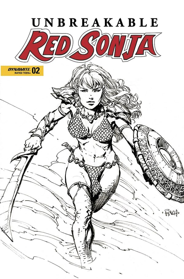 Cover image for UNBREAKABLE RED SONJA #2 CVR D FINCH B&W