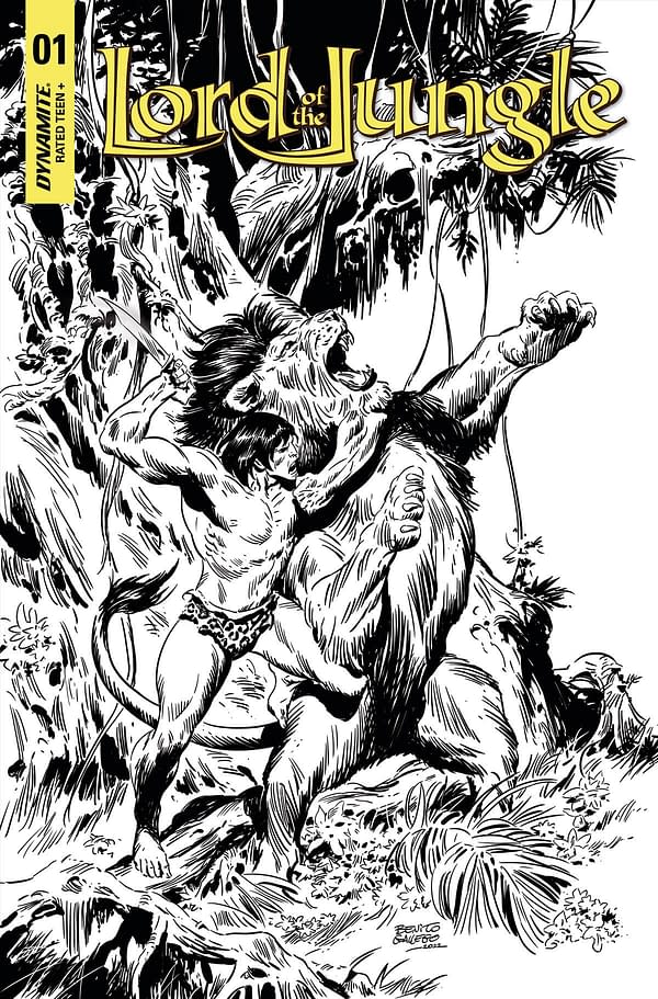 Cover image for LORD OF THE JUNGLE #1 CVR S 7 COPY FOC GALLEGO B&W