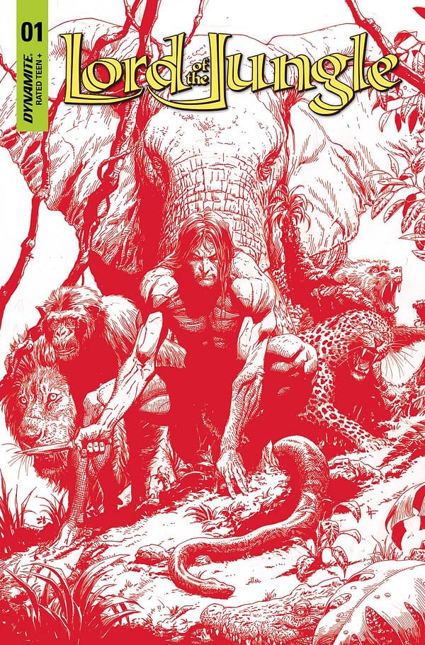 Cover image for LORD OF THE JUNGLE #1 CVR Y 10 COPY FOC GARY FRANK BLOOD RED