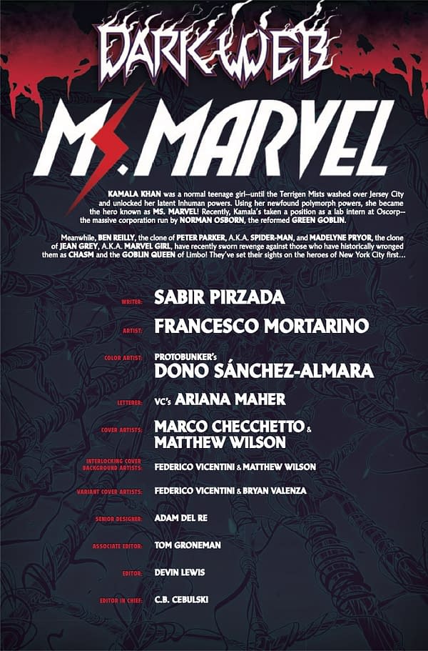Interior preview page from DARK WEB: MS. MARVEL #1 MARCO CHECCHETTO COVER