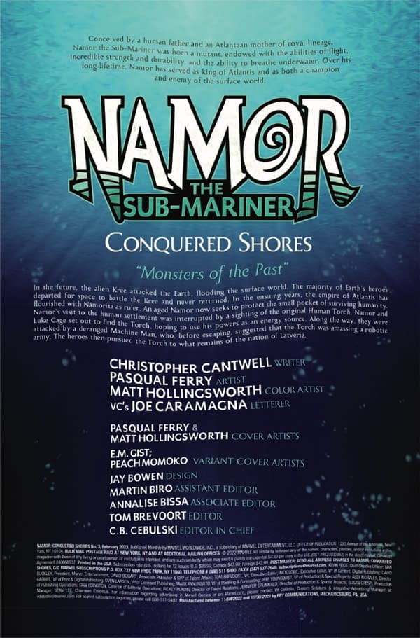 Interior preview page from NAMOR THE SUB-MARINER: CONQUERED SHORES #3 PASQUAL FERRY COVER