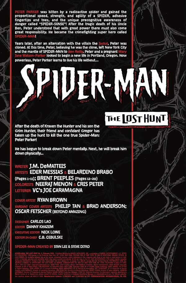 Interior preview page from SPIDER-MAN: THE LOST HUNT #2 RYAN BROWN COVER