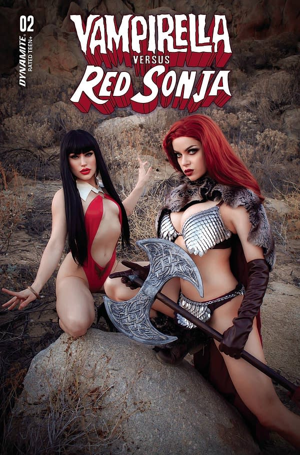 Cover image for VAMPIRELLA VS RED SONJA #2 CVR E COSPLAY