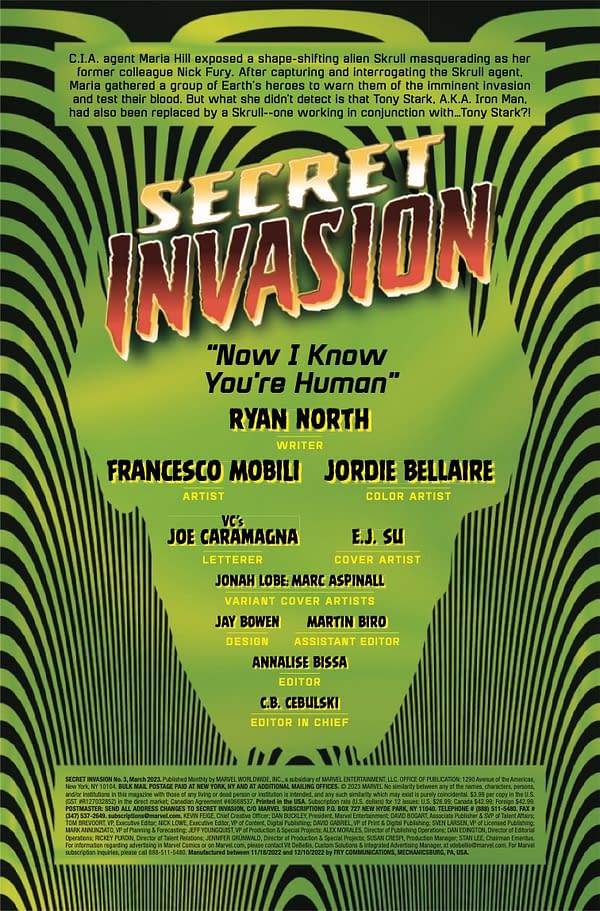 Interior preview page from SECRET INVASION #3 E.J. SU COVER
