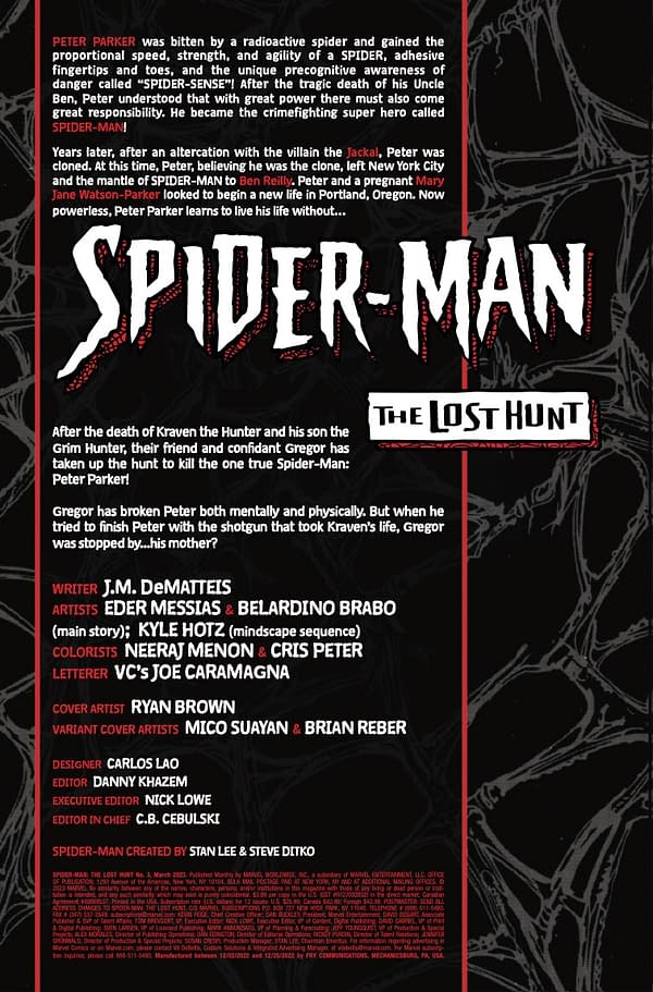 Interior preview page from SPIDER-MAN: THE LOST HUNT #3 RYAN BROWN COVER