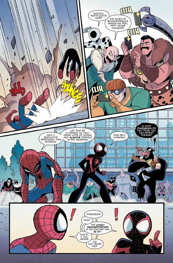 Interior preview page from PETER PARKER & MILES MORALES: SPIDER-MEN - DOUBLE TROUBLE #4 GURIHIRU COVER