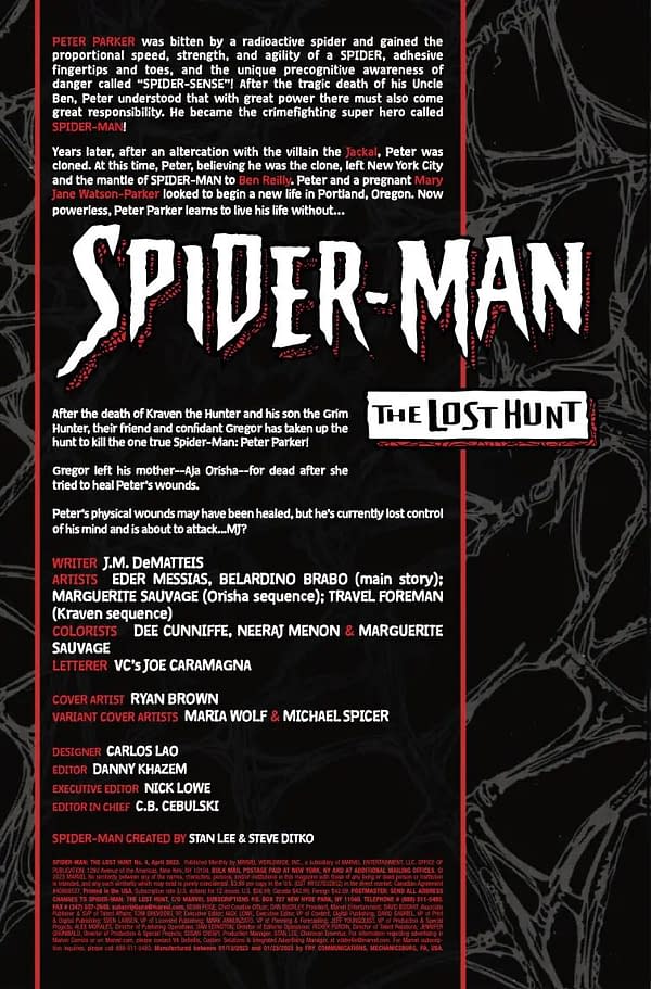 Interior preview page from SPIDER-MAN: THE LOST HUNT #4 RYAN BROWN COVER