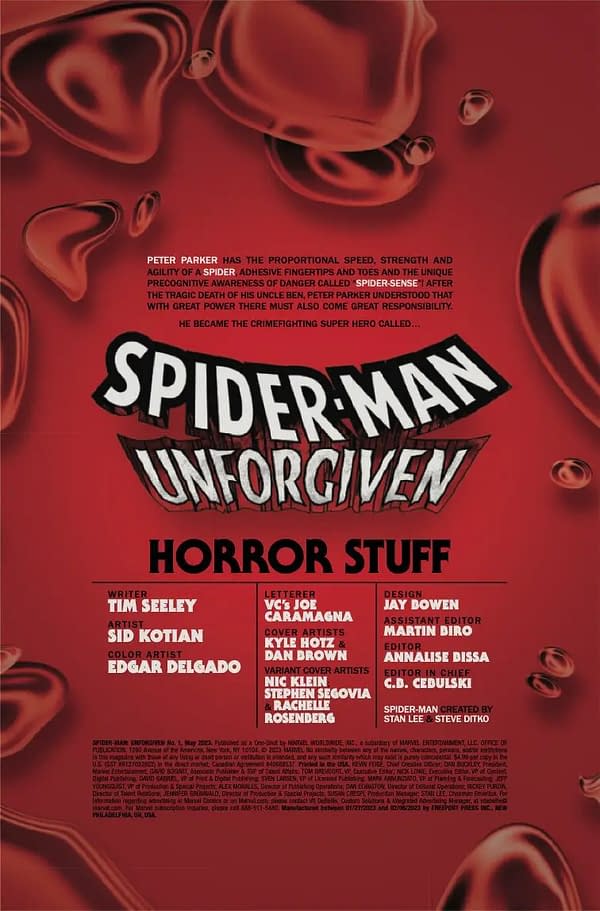 Interior preview page from SPIDER-MAN: UNFORGIVEN #1 KYLE HOTZ COVER