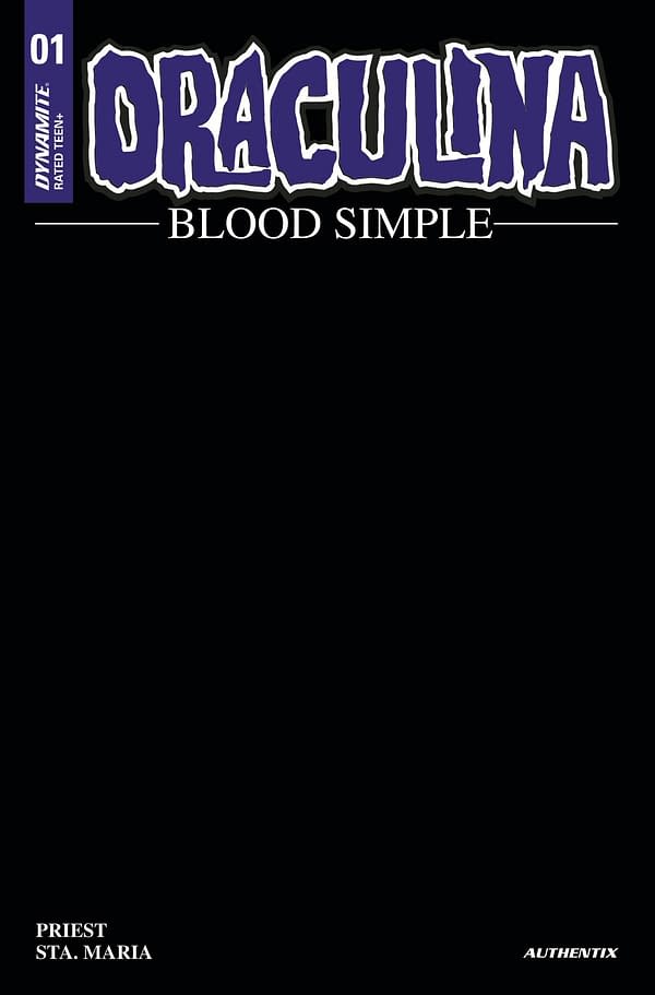 Cover image for DRACULINA BLOOD SIMPLE #1 CVR W FOC BLACK BLANK AUTHENTIX
