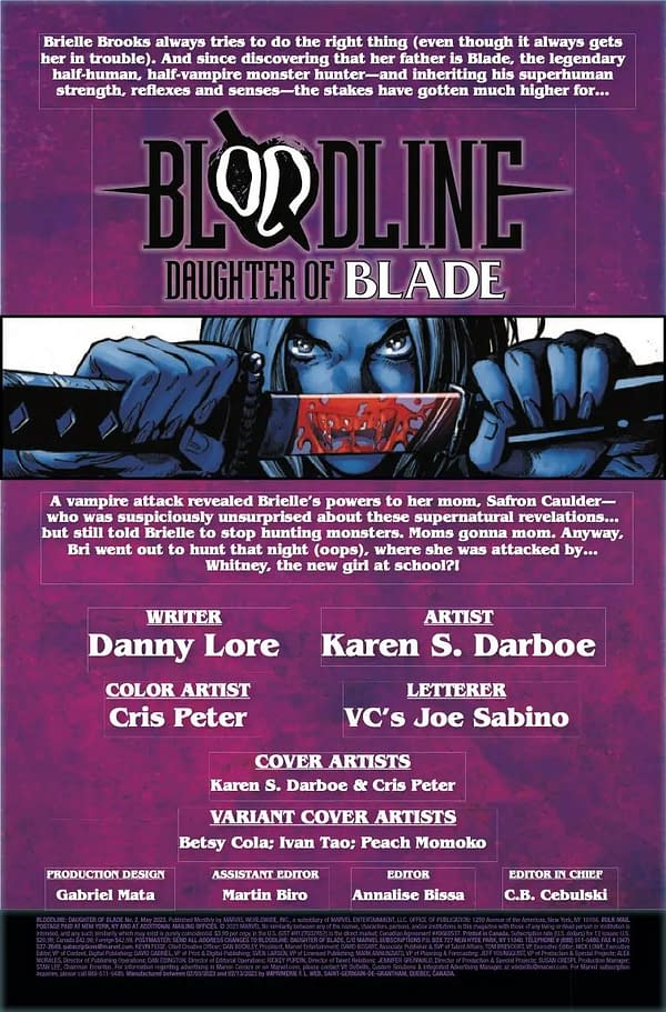 Interior preview page from BLOODLINE: DAUGHTER OF BLADE #2 KAREN S.  DARBOE COVER